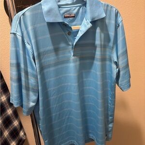 Kirkland Signature Light Blue Striped Polo